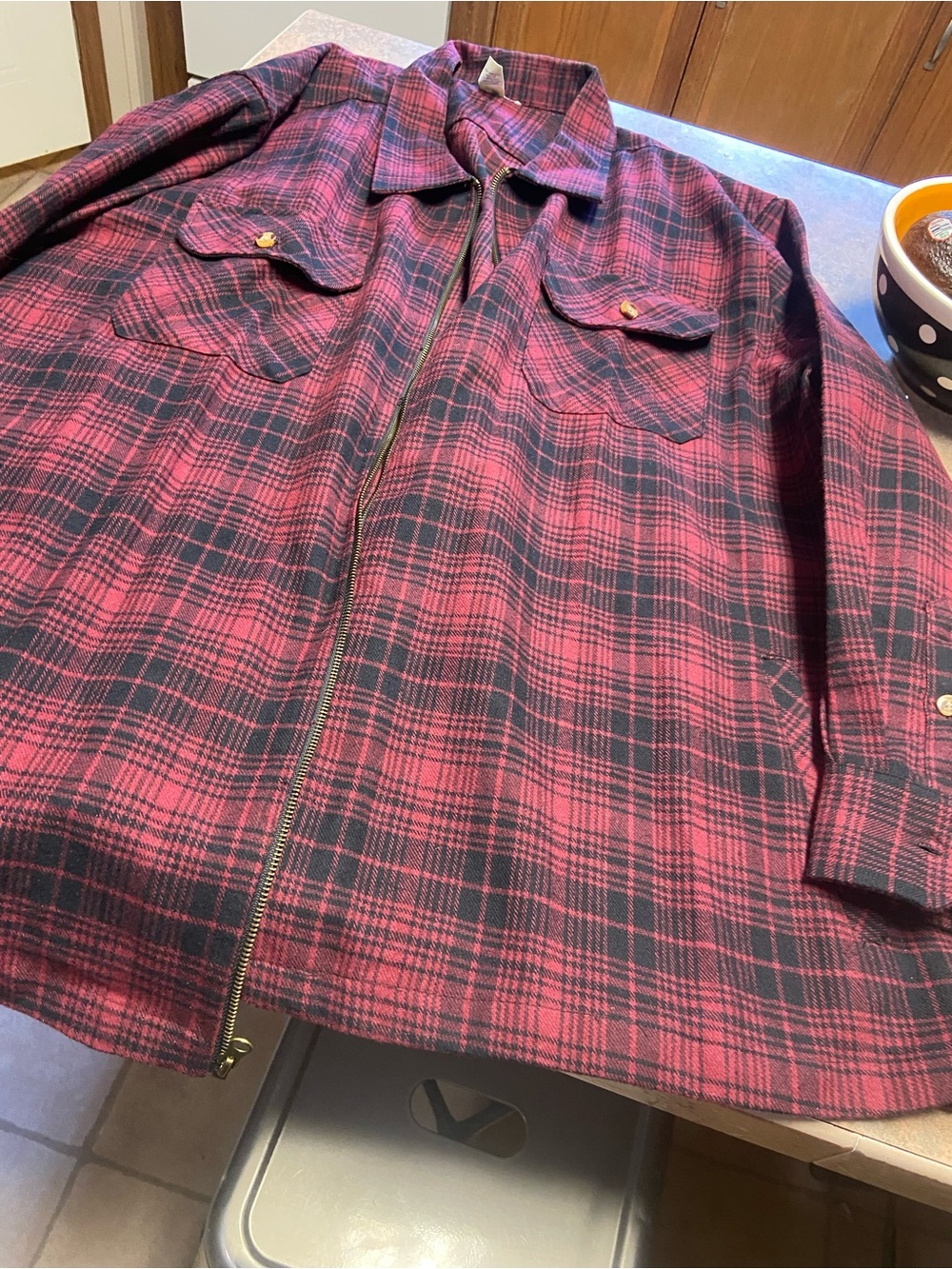 Men’s Flannel plaid Zip Up Jacket